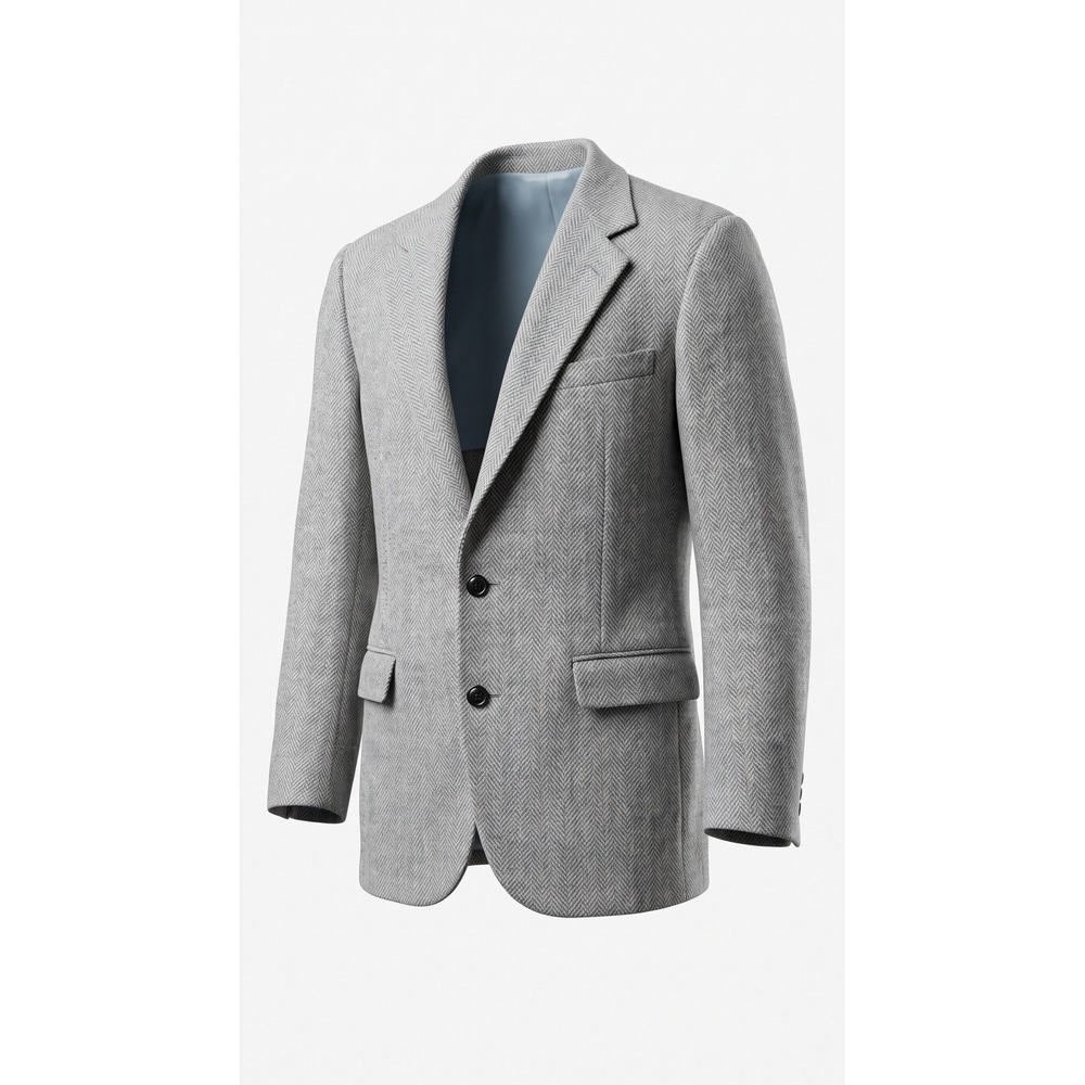 Stafford Harris Tweed Grey Herringbone Wool Blazer Jacket Handwoven USA Tailored